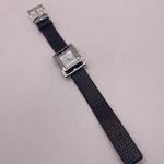 Working Women’s BCBG MAXAZRIA Black Leather Band Crystal Silver Tone Bezel Watch Photo 0