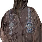 Miss Me Brown Lightweight Tribal Embroidery Stitchig Jacket Size Large Photo 3
