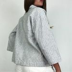 Eileen Fisher  Organic Linen-Cotton Blend Ticking Stripe Jacket in White Size XS Photo 5