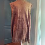 Brown with Gold Studded Festival Boho Fringe Vest Size L Photo 3