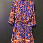 Rene Derhy Ainoa Waist Belted Three Quarter Sleeve shirt Dress Floral viscoe S Blue Photo 6