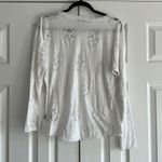 Terez  White Skull Sheer Long Sleeve Women’s Top Photo 3