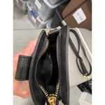 Stone Mountain Black Pebble Leather Phone Crossbody Bag Wristlet Strap Gold Logo Photo 6