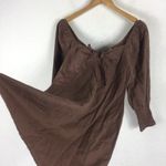 ASOS NWT  Design Brown Linen Puff Sleeve Ruched Front Mini Dress Size 8 Photo 12