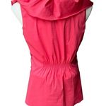 BCBGMAXAZRIA  Pink Coral Wide Ruffle Collar Faux Wrap Sleeveless Blouse, Sz S Photo 1