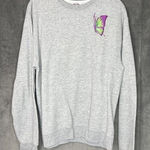 Fruit of the Loom Gray Crewneck Pullover‎ Sweatshirt Butterfly Embroidery Medium Photo 0