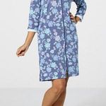 Comfort Code Cuddle Duds Floral Blue PInk Green Jersey Zip Up Robe Dress XS Photo 0