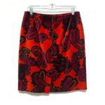 Talbots Pencil Skirt Paisley Velvet Red Burnt Orange Zip Back Women’s Sz 14WP G2 Photo 2