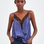 ZARA | Navy Blue Lace Lingerie Style Tank Top Sz L Photo 0