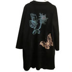 ZARA Y2K black faux suede Tattoo Graphic butterfly humming bird Fall Coat Jacket Photo 1