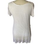Crochet Tunic Up MADE IN ITALY White Lined Women's Swimsuit Coverup MEDIUM ? Photo 2