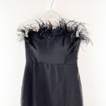 LPA  Aurora Ostrich Feather Strapless Midi Cocktail Dress Black Small Photo 4