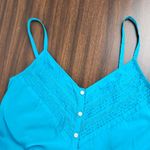 Eddie Bauer  Cotton Dress Turquoise Embroidered Fit and Flare Sun Summer Size 6P Photo 2