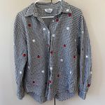 Vintage Gingham Embroidered Top Black Photo 0