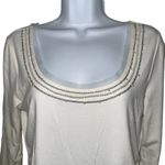 White House | Black Market Warm White Faux Pearl & Chainlink Ruched Top EUC Size S Photo 2