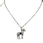 Silver Tone Horse Pendant Necklace Blue Stone Photo 0