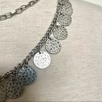 Silver tone multi strand disc statement necklace Photo 4