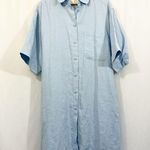 Man in the Studio 100% Linen Lagenlook Button Down Shirt Dress in Blue Size M Photo 0