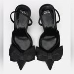 ZARA  Women's Black Heels with Bow Accent Slingback Sz 39 (8.5) Photo 3
