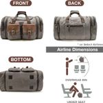 50L Travel Duffel Bag, Expandable Canvas Genuine Leather Duffle Bag Upgraded Overnight Weekender Bag Carry on Bag Photo 3