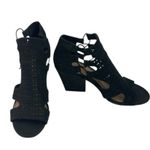 Vince Camuto * Caged Heels Womens Size 7M Black Perforated Gladiator Fairy Witchy Photo 6