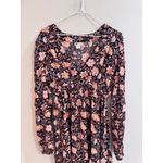 Billabong  Floral Print Long Sleeve Smocked Waist Mini Dress Womens Medium Photo 1