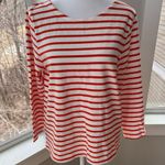 J.Crew  Orange and White Striped Bow Tie Back Cotton Long Sleeve Shirt Sz Small Photo 3