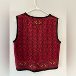 Dale of Norway Sweater Vest Red Boho Patterned 100% Wool Winter Classic Size S Photo 6
