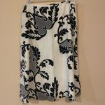 Peter Nygard  100% Silk White Lined‎ Midi Skirt w/Black Damask Pattern Size 8 Photo 1