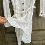 ZARA  NWT ivory white cotton Eyelet Belted long sleeve button mini shirt dress Photo 5