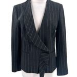 Saylor  Thelma ruffle blazer pintstripe gray sz L Photo 2