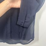 Fate Top Women XS Blue Pin tuck Sheer Button Up Blouse Long Sleeve Officecore Photo 4