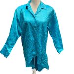 Vintage TJunior Tunic Blouse Shirt Top Womens XL Rare 80s Blue Back Fan Retro Size L Photo 6