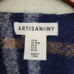 Artisan NY Women's Coat Jacket M Blue Plaid Wool Blend Fleece Collared Buttons Photo 12