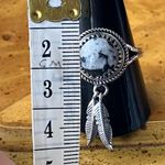 White Buffalo Turquoise Sterling Silver Feather Ring Size 10 Black Photo 6