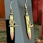 Vintage Bullet Casing Earrings with Swallow Bird Design Photo 1