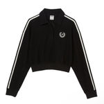 PINK - Victoria's Secret Victoria’s Secret PINK Preppy Cropped Polo Sweatshirt Black White Small Photo 0