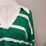 Torrid  Green & White Striped Cotton Collared V-Neck Sweater - Size 18/20 (2) Photo 4