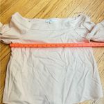 Tibi  Agathe Off Shoulder Top Structured Cotton Buckle Tie Sleeve Beige Size 6 Photo 5