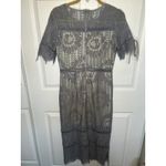 METISU NWT Grey Lace Crochet Bowknot Midi Dress Size M Elegant Party Wedding Gray Size M Photo 4