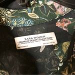 ZARA Premium Denim Floral Button Front Long Blouse Black Small Photo 3