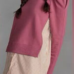 Maeve  x Anthropologie Puff Sleeve Striped Sweatshirt Layered Size M Photo 0