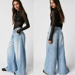 Free People  Equinox Denim Trousers Lake Life Blue 29 Wide Leg Jeans Slouchy Photo 11