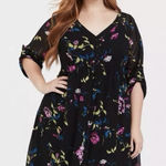 Torrid  Black Colorful Floral Chiffon Shirt‎ Dress Size 1X Photo 0
