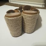 ZARA Women's Tan Suede Espadrille Sandals SZ 38/7.5 block platform heels slip on Photo 5