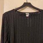H&M NWT  black long sleeve split back tie ribbed jersey blouse, size large Photo 3