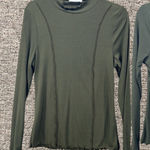 Heatherly Womans Top XL Olive Green Stitch Fix Ribbed Mock Neck Cutout Back Photo 0