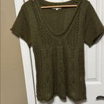 Lovestitch  Olive Green Mohair Blend Top Sheer Size Large Photo 0