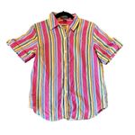 Ralph Lauren Lauren  100% Linen striped short sleeve blouse small Photo 0
