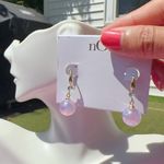 Noir gold tone reflective colorful purple pearl 925 steering silver earrings Photo 2
